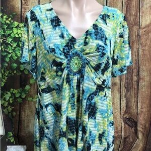 🚨(Must Bundle 3) New Directions Embellished Top Size 1X Multicolor